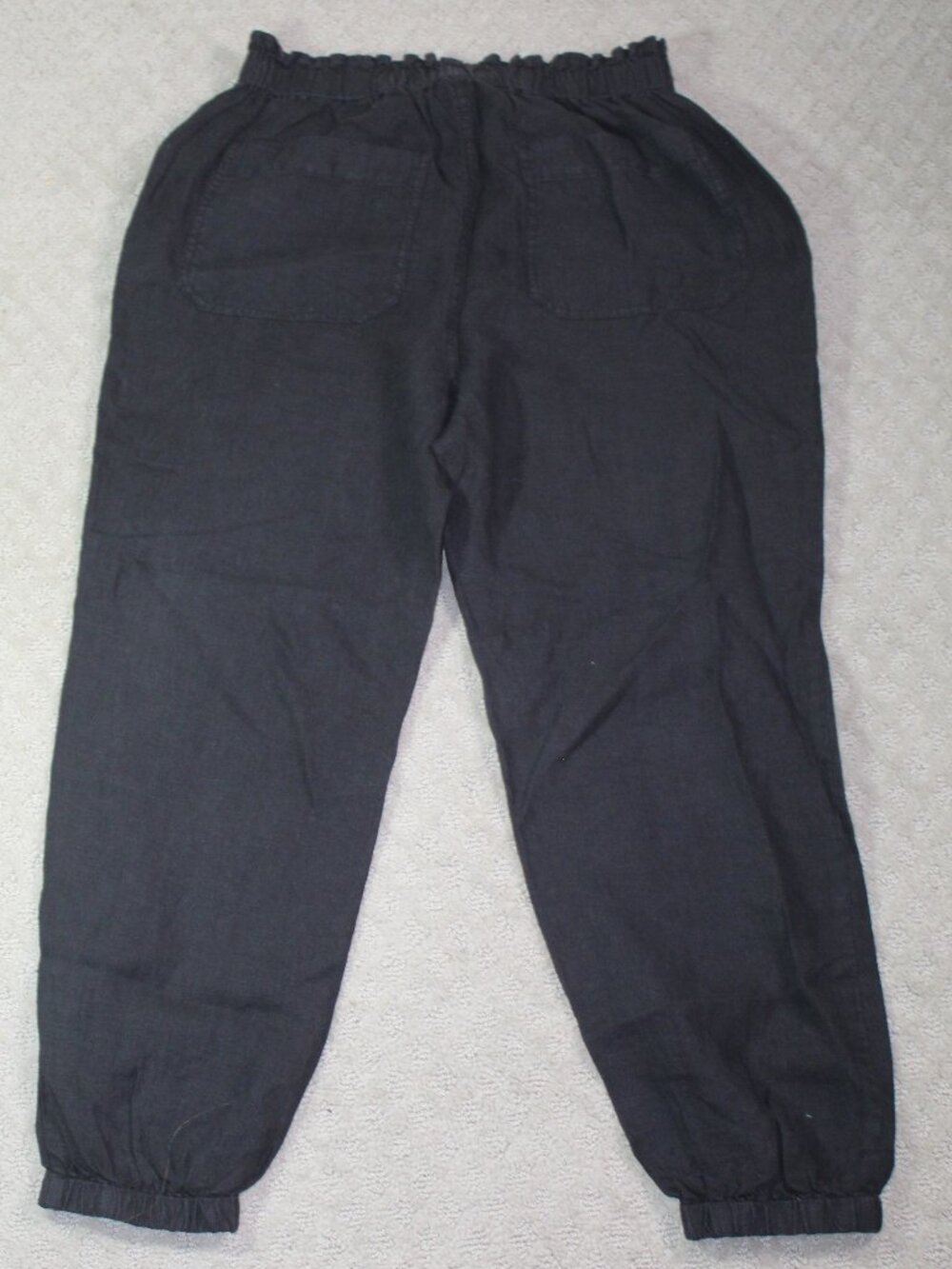 Joie Size S 100% Linen Black Elastic Waist Elastic Ankle Pants - Picture 2 of 7
